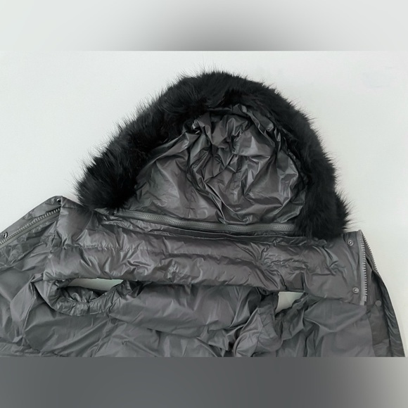 POLO RALPH LAUREN Water Resistant Down Hooded Vest Magnum Grey XS Fur trim - Picture 13 of 16